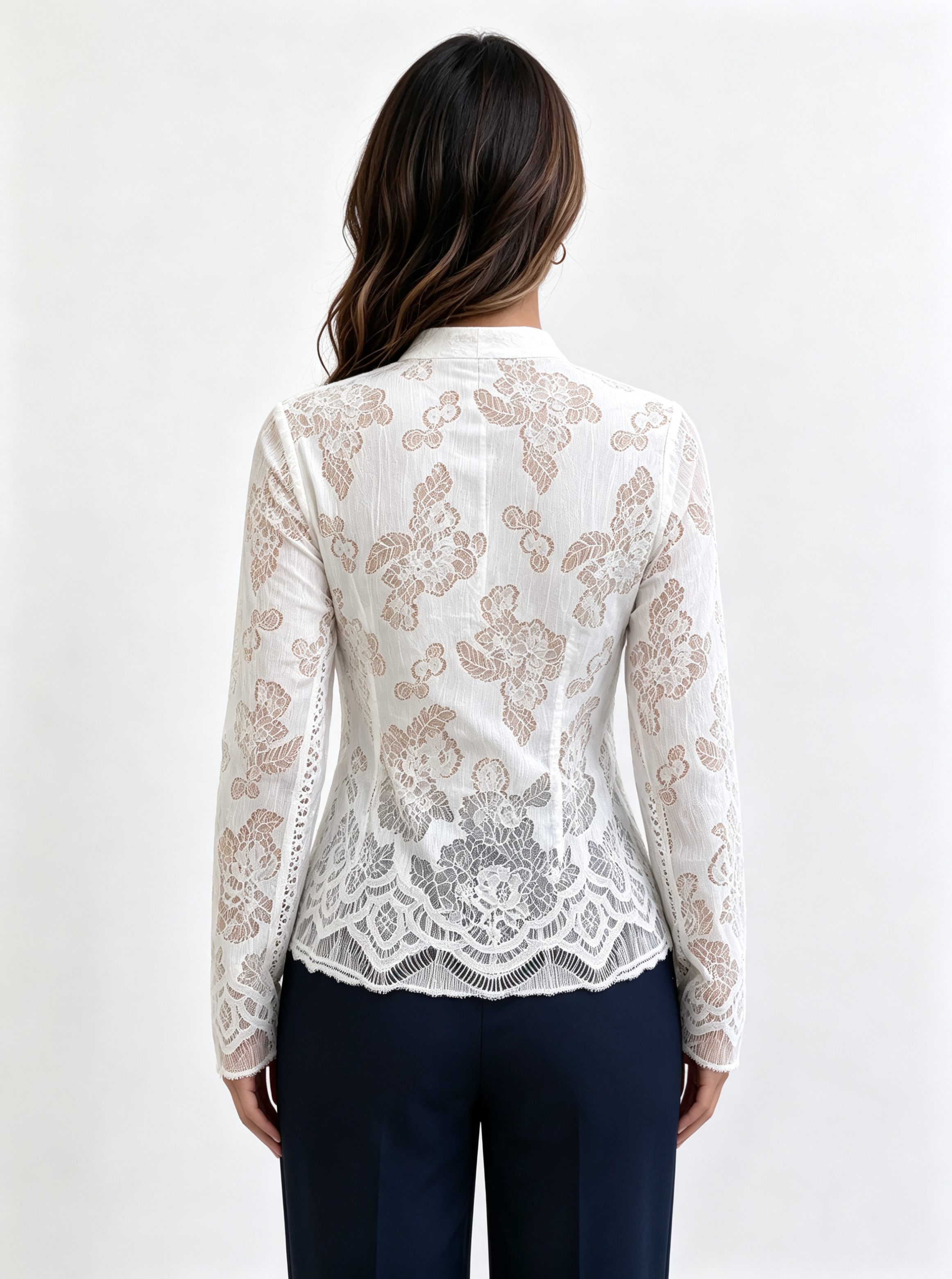 White Embroidered Collared Top