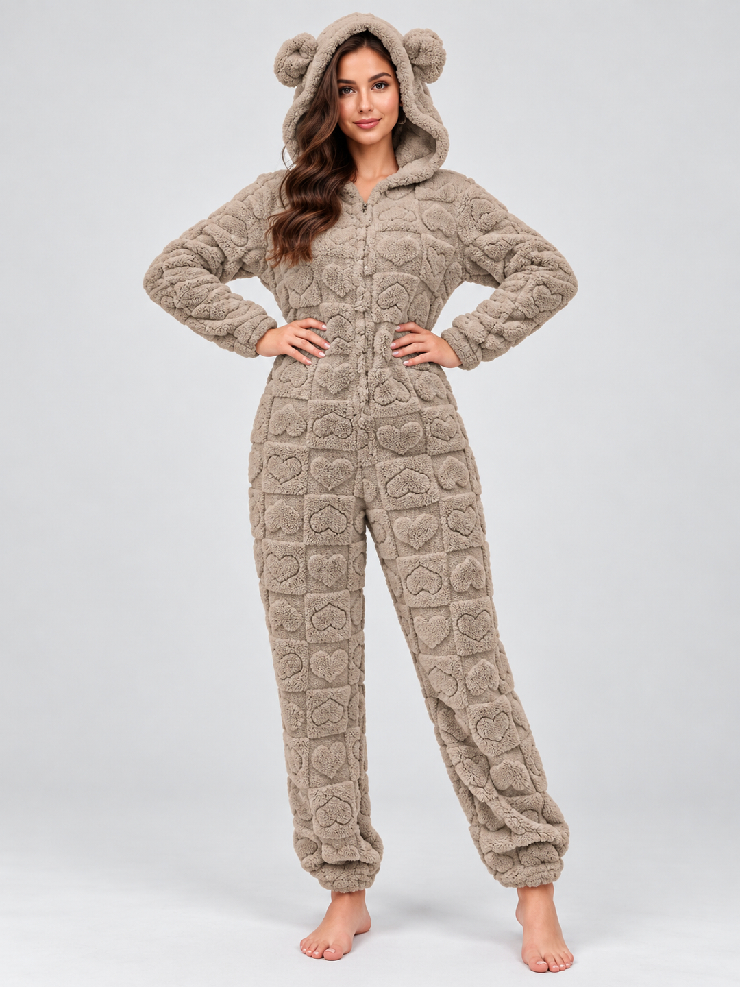 Khaki Self Design Jumpsuit