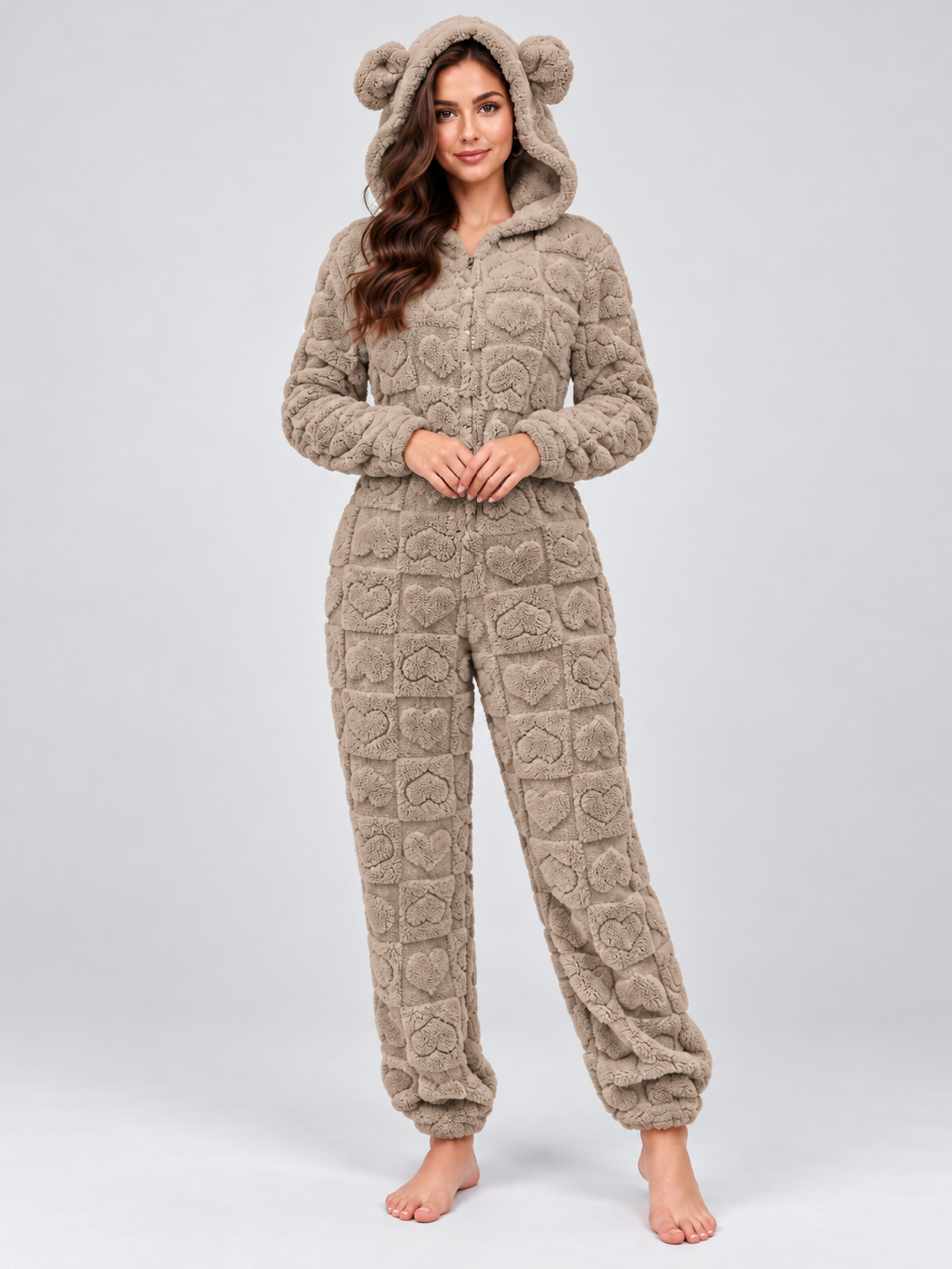 Khaki Self Design Jumpsuit