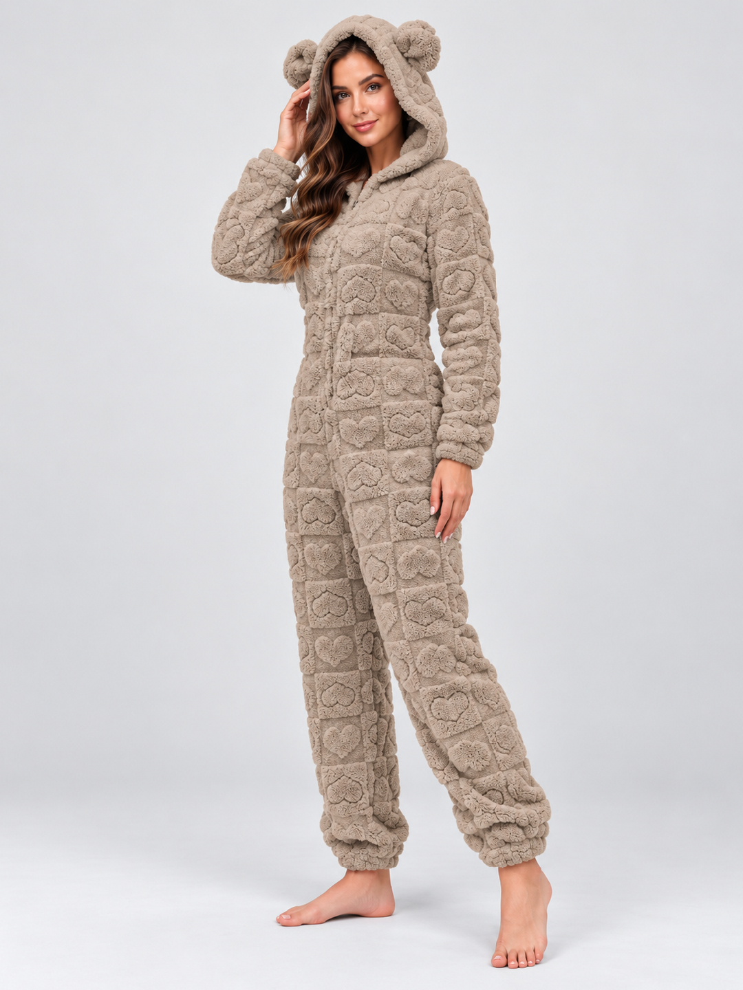 Khaki Self Design Jumpsuit