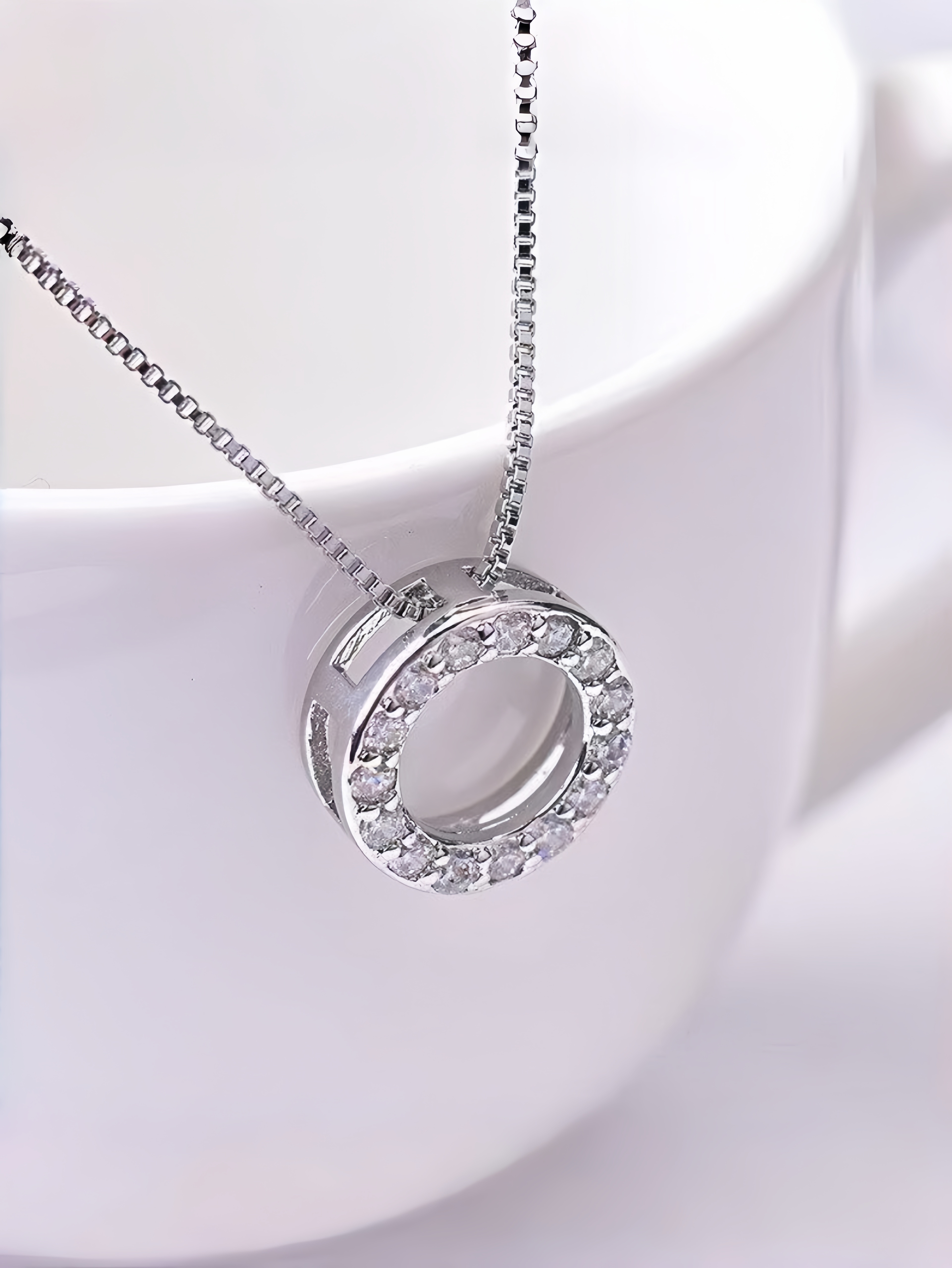 Silver Crystal Pendant Necklace