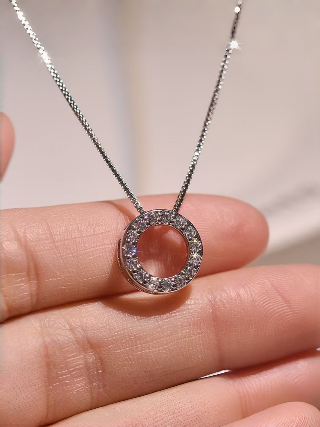 Silver Crystal Pendant Necklace