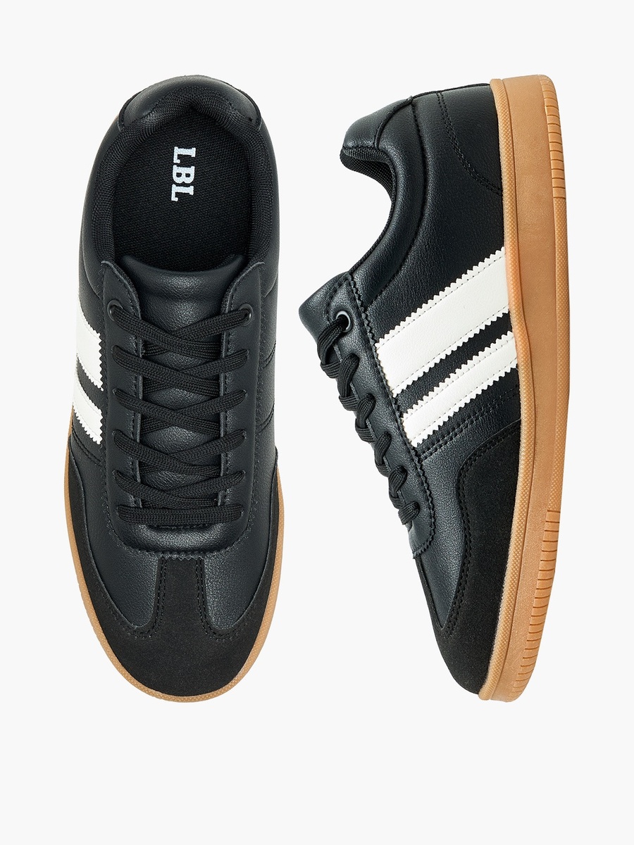 Men Striped Lace-Up Ankle Sneakers