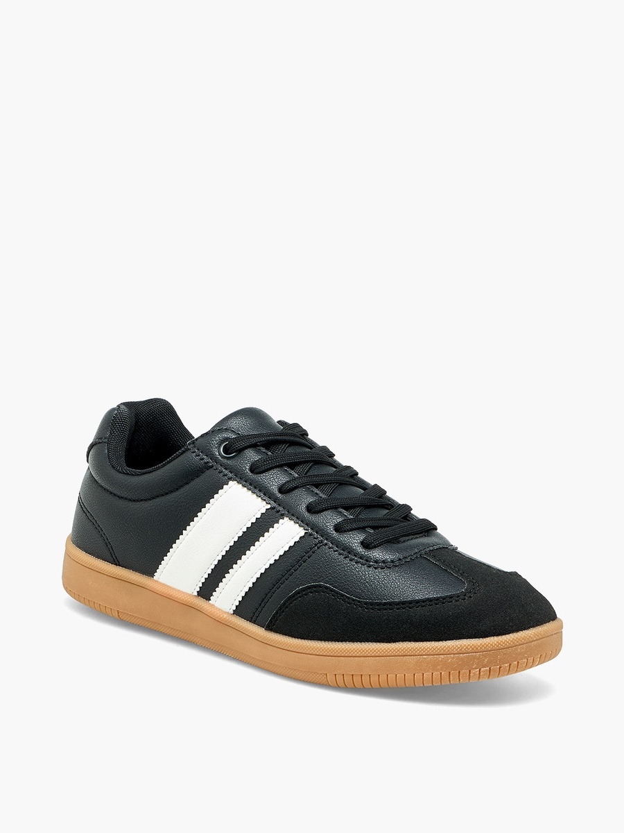 Men Striped Lace-Up Ankle Sneakers