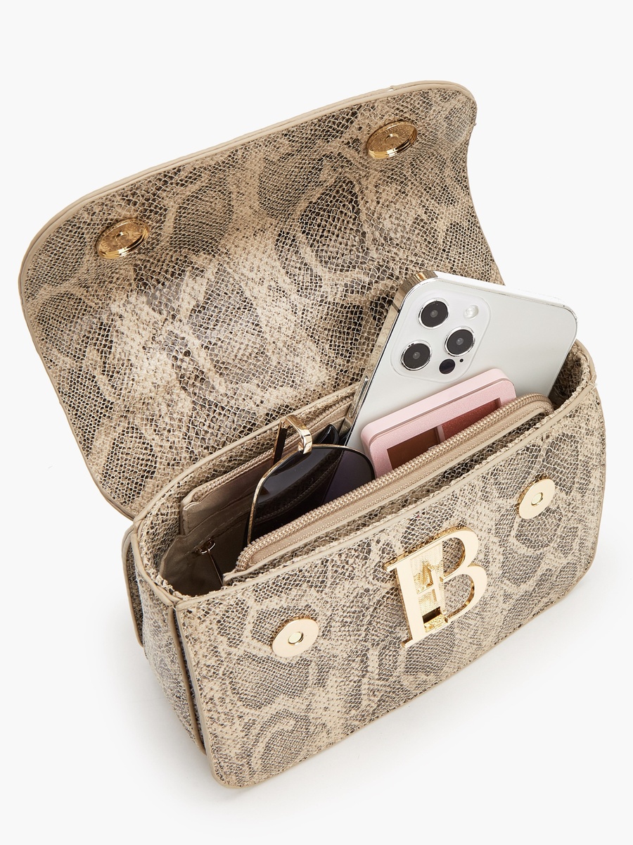 Animal Print Crossbody Bag With Chain Strap