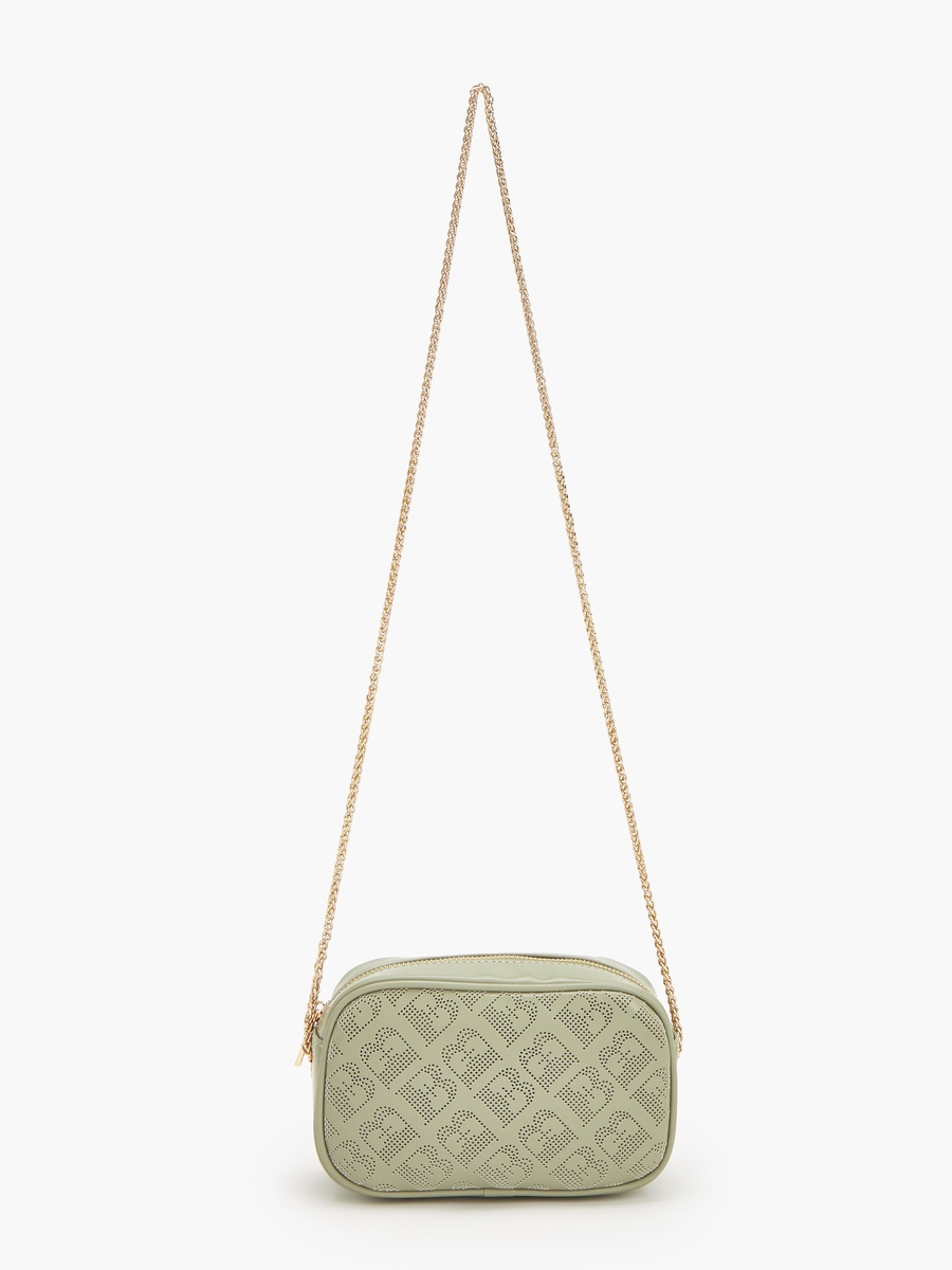 Monogram Textured Crossbody Bag With Chain Strap