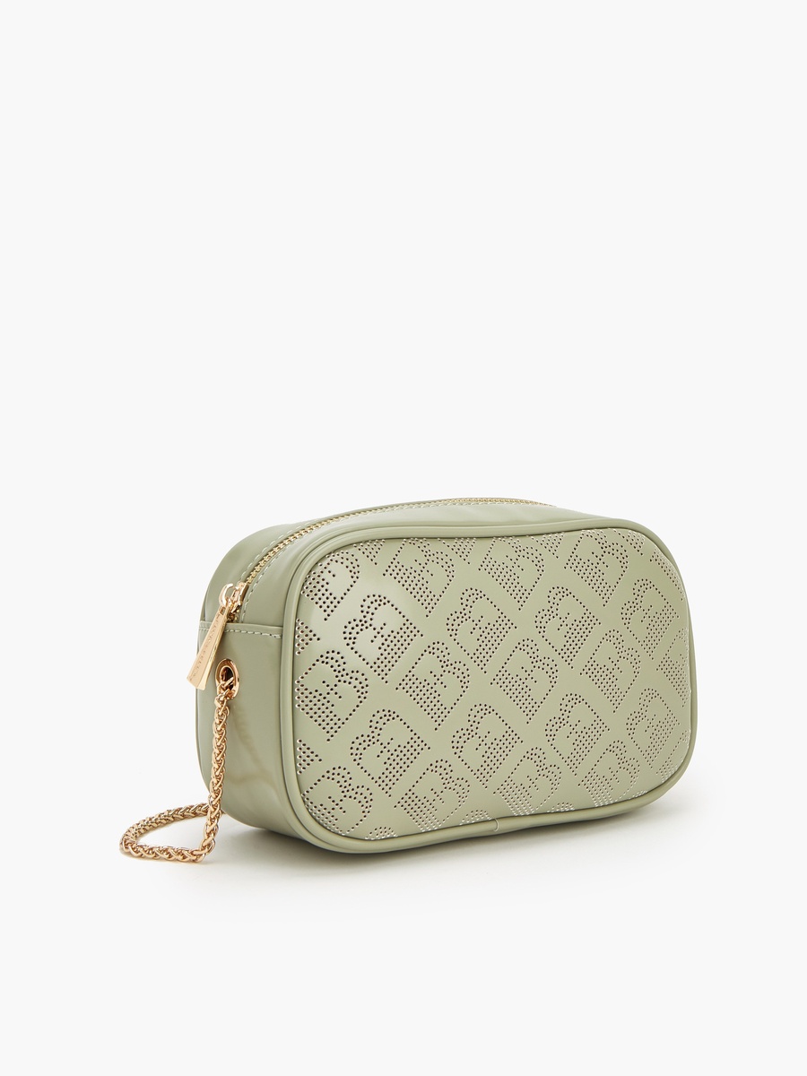 Monogram Textured Crossbody Bag With Chain Strap