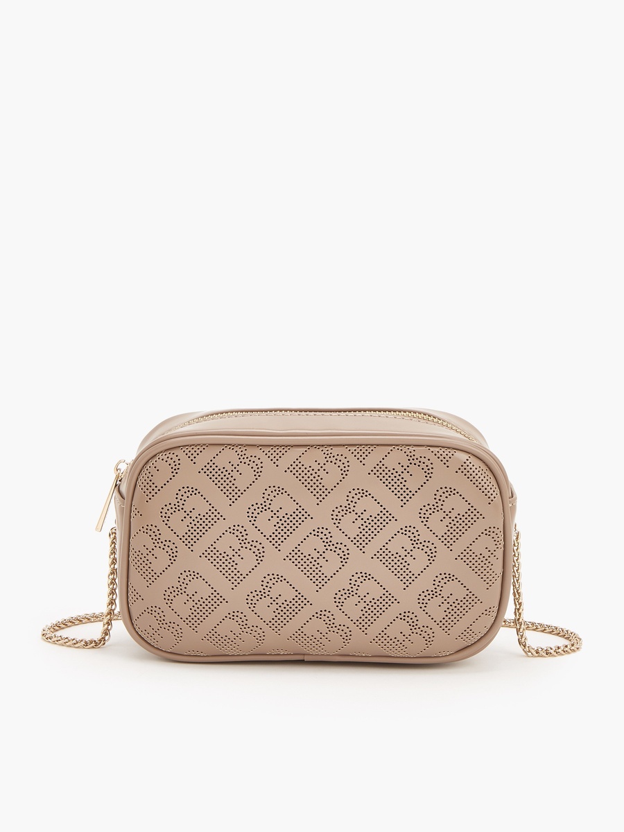 Monogram Textured Crossbody Bag With Chain Strap