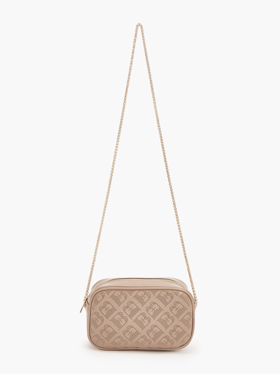 Monogram Textured Crossbody Bag With Chain Strap