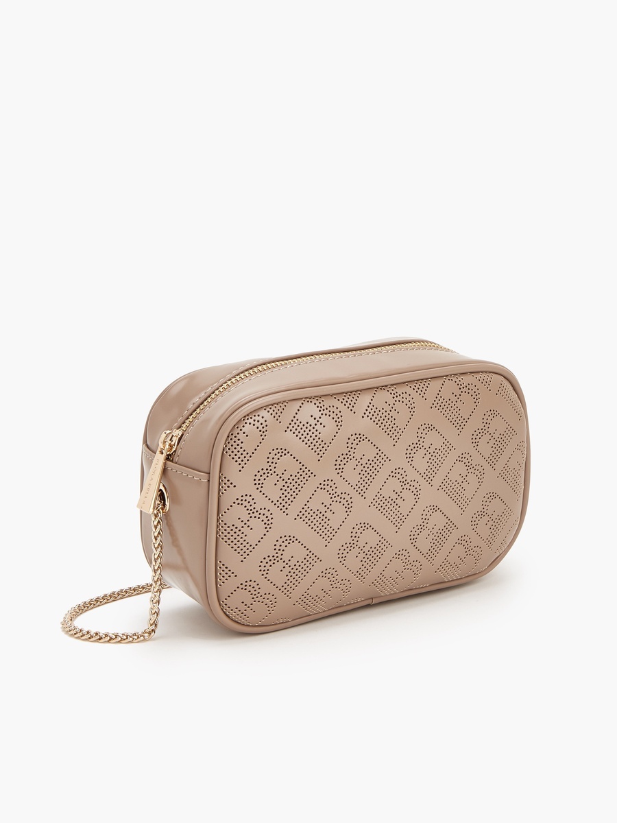 Monogram Textured Crossbody Bag With Chain Strap