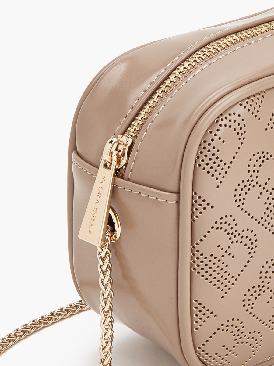 Monogram Textured Crossbody Bag With Chain Strap