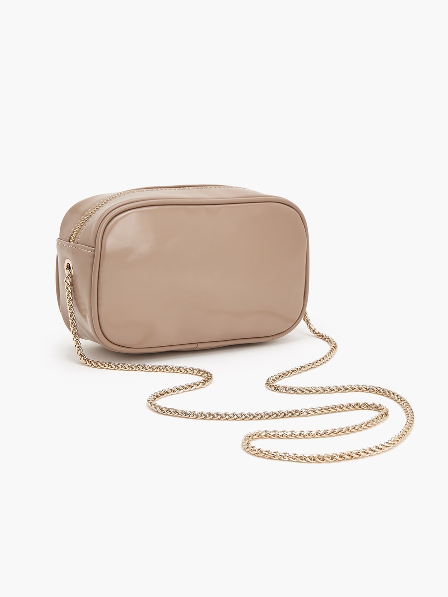 Monogram Textured Crossbody Bag With Chain Strap