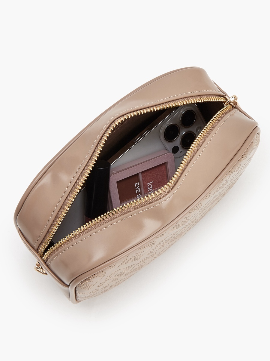 Monogram Textured Crossbody Bag With Chain Strap