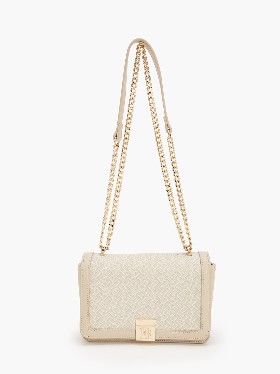 Monogram Print Crossbody Bag With Chain Strap