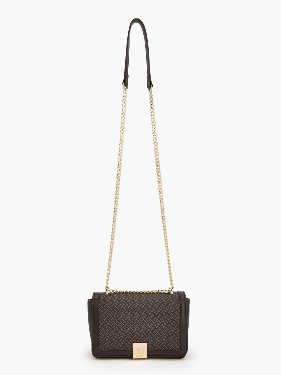 Monogram Print Crossbody Bag With Chain Strap