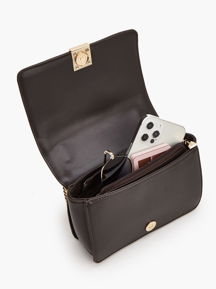Monogram Print Crossbody Bag With Chain Strap