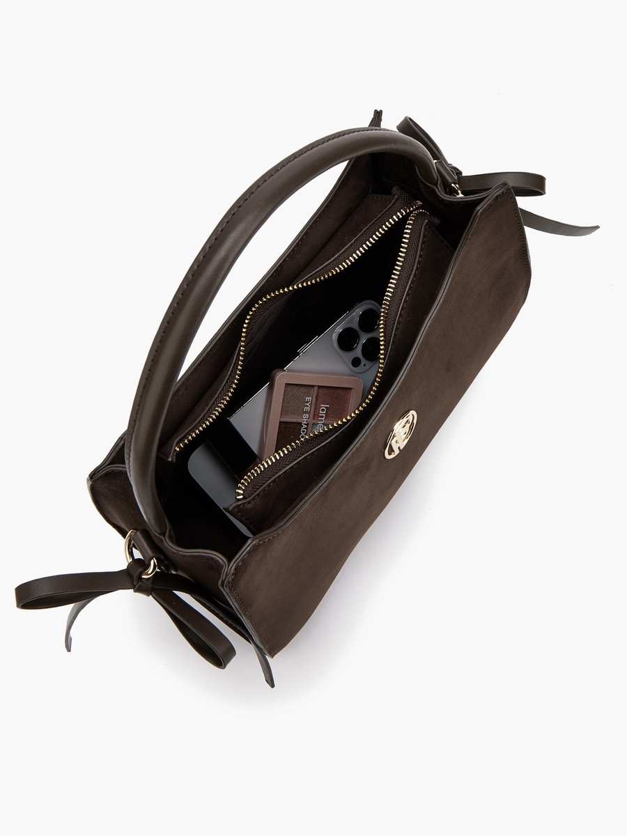 Metallic Accent Crossbody Bag With Detachable Strap