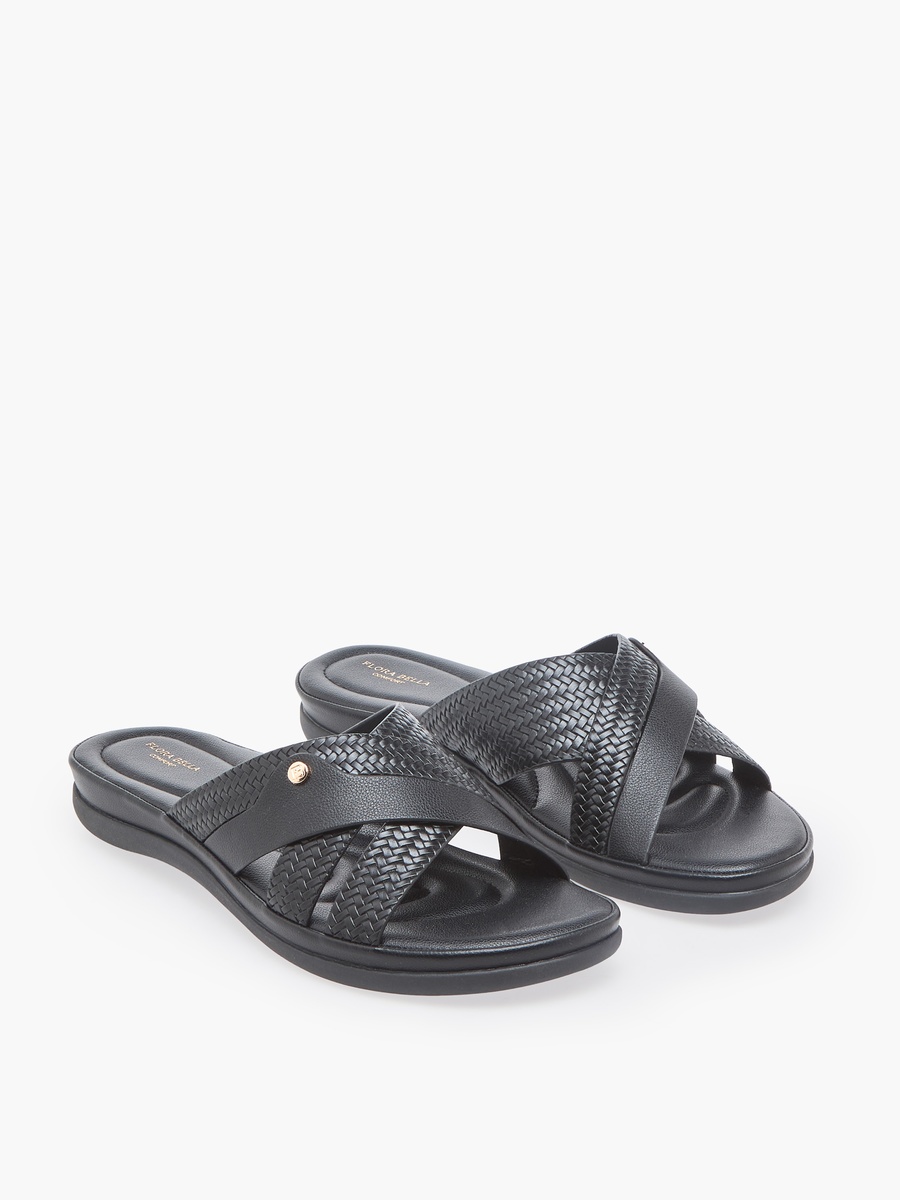 Women Textured Cross Strap Sandals