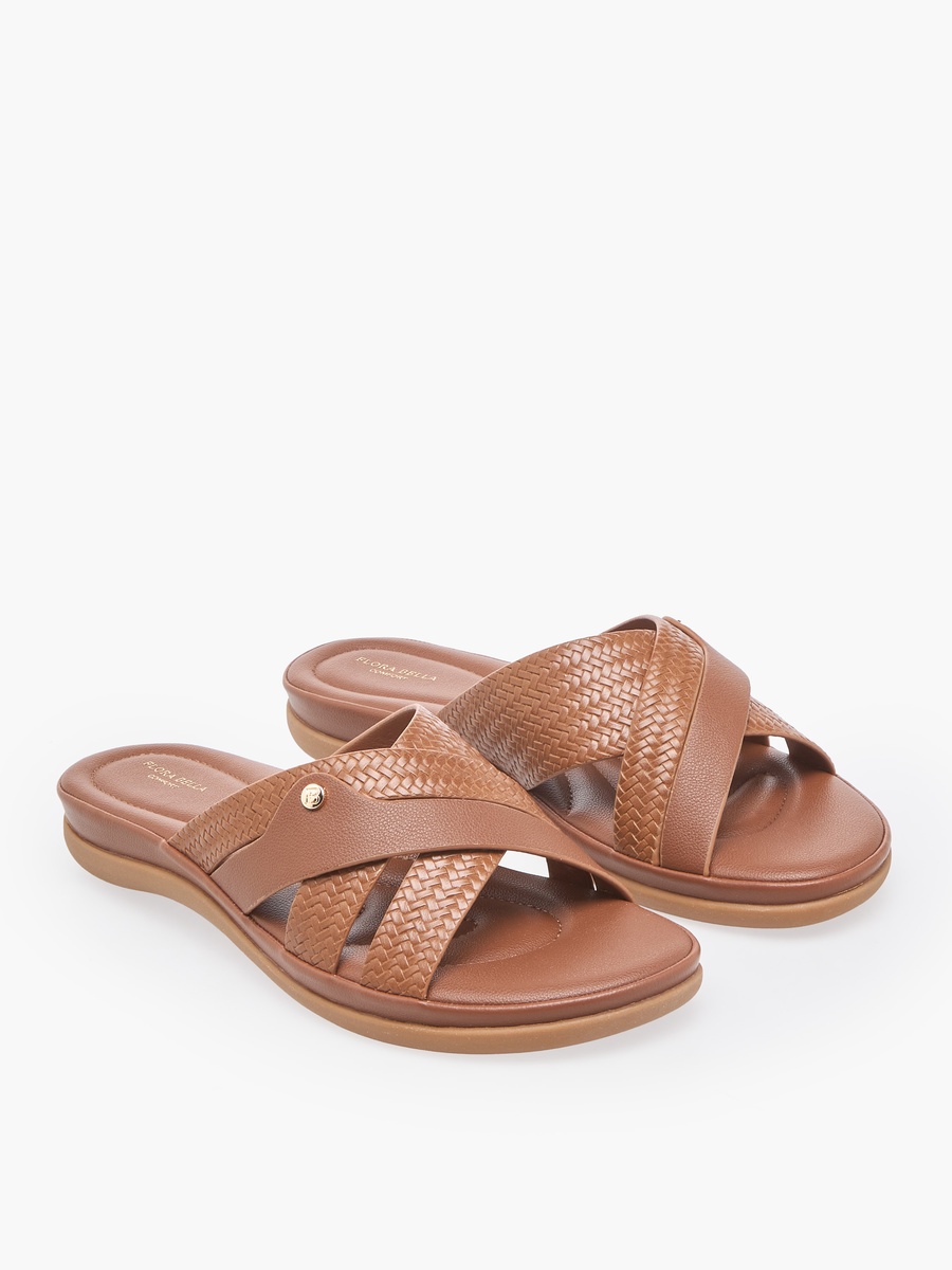 Women Textured Cross Strap Sandals