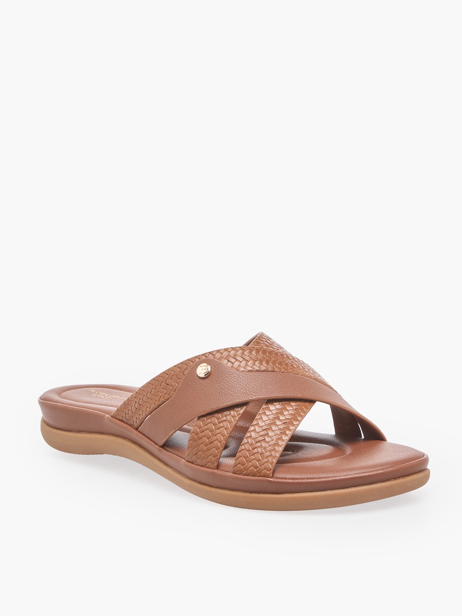 Women Textured Cross Strap Sandals