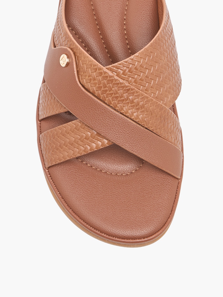 Women Textured Cross Strap Sandals