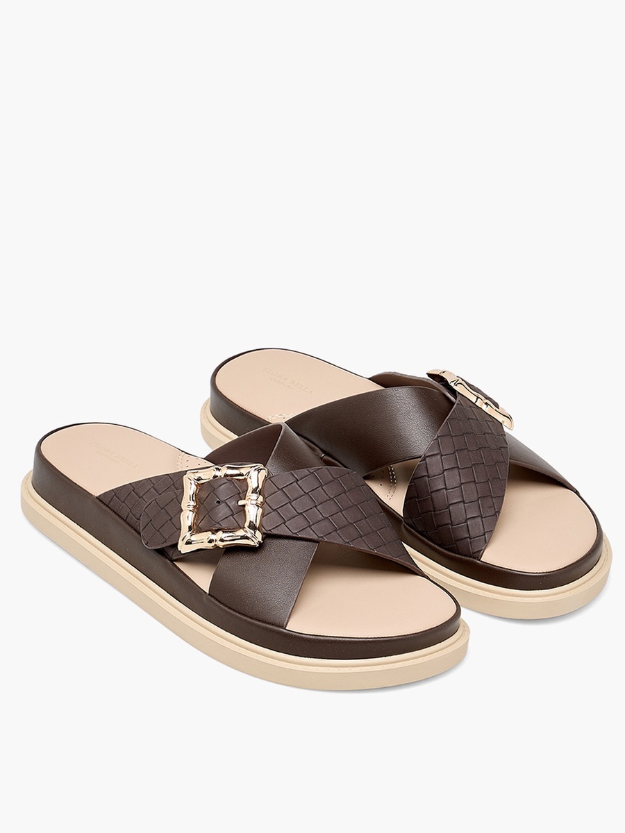 Women Textured Cross Strap Sandals