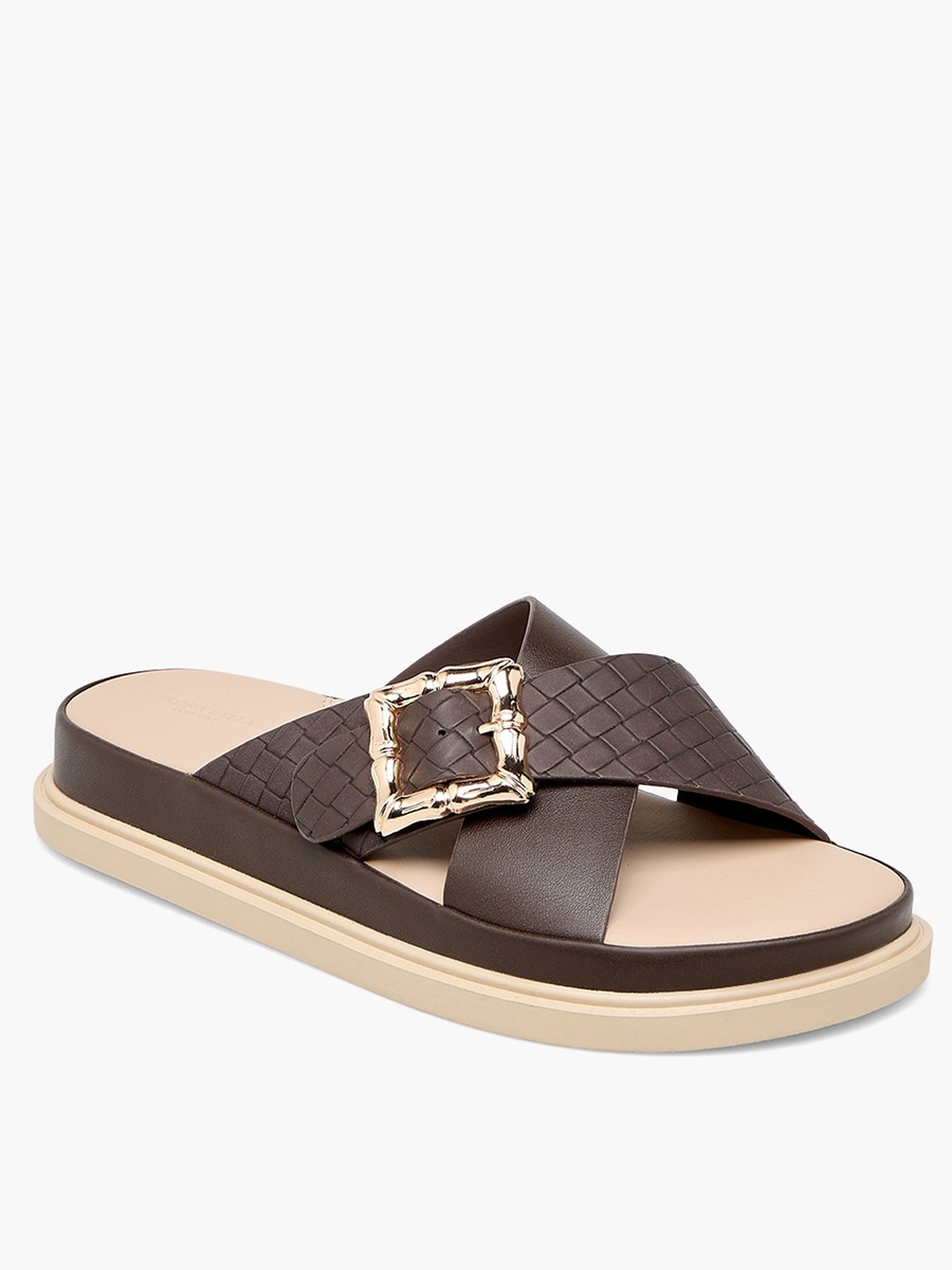 Women Textured Cross Strap Sandals