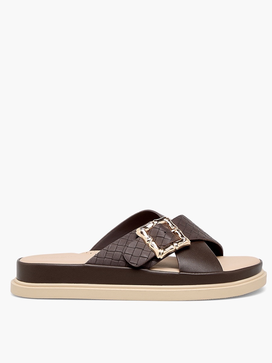Women Textured Cross Strap Sandals