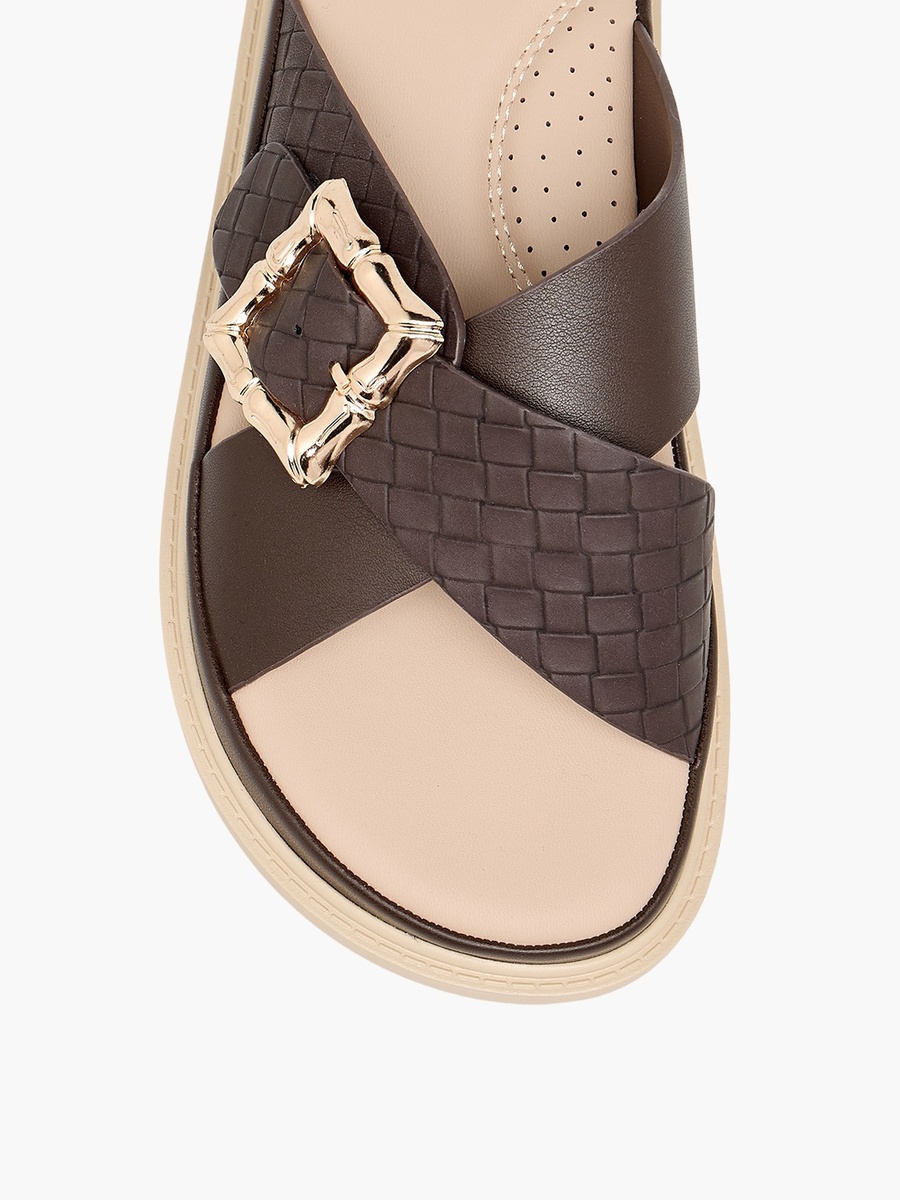 Women Textured Cross Strap Sandals