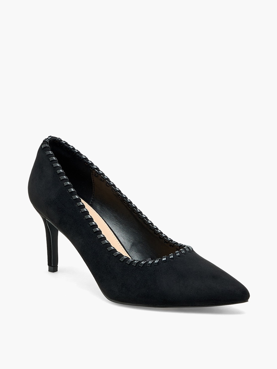 Women Whipstitch Trim Pointed Toe Pumps