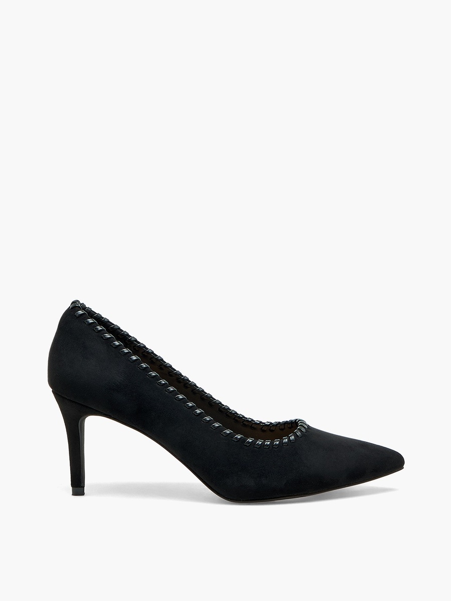 Women Whipstitch Trim Pointed Toe Pumps