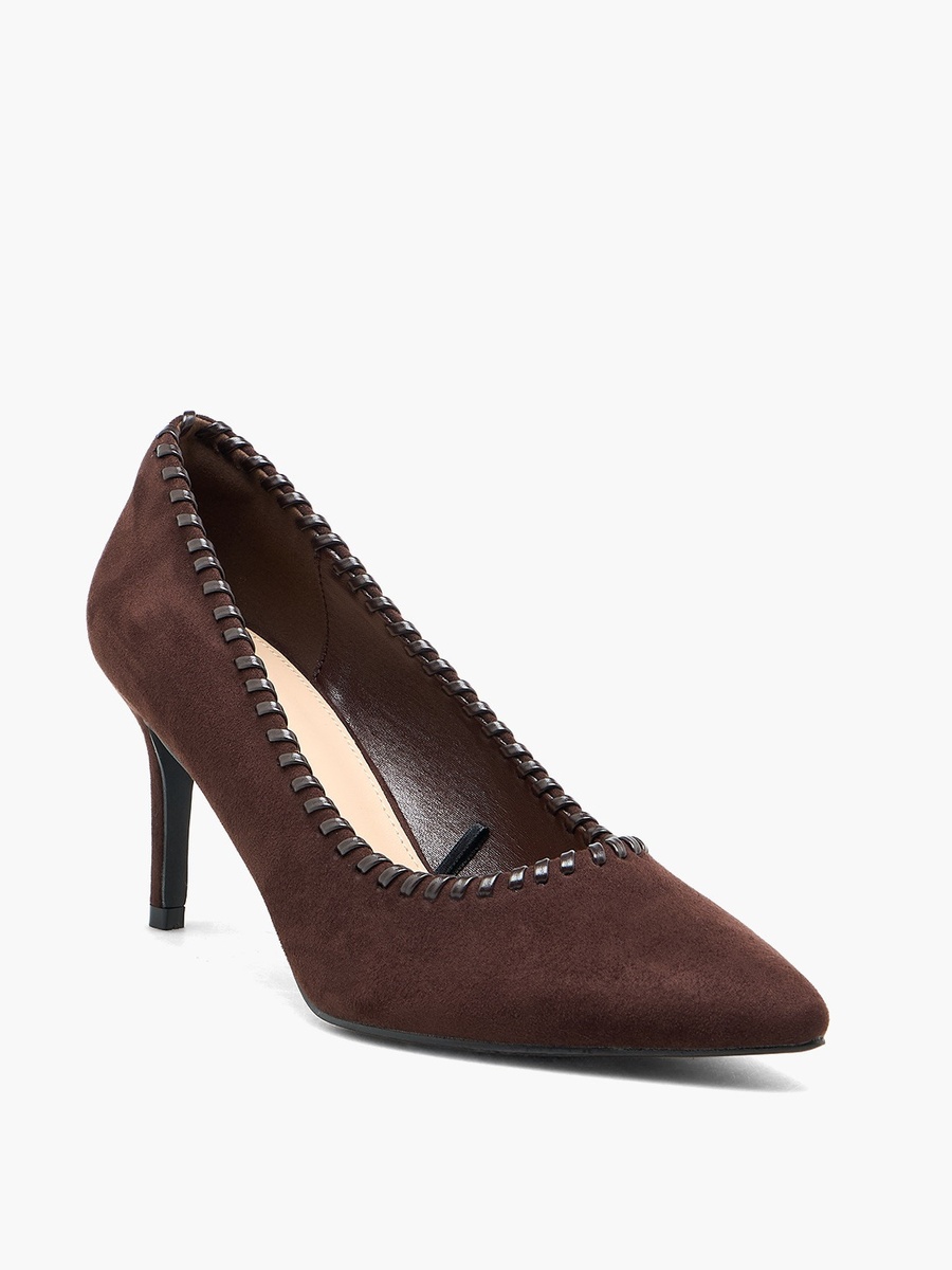 Women Whipstitch Trim Pointed Toe Pumps