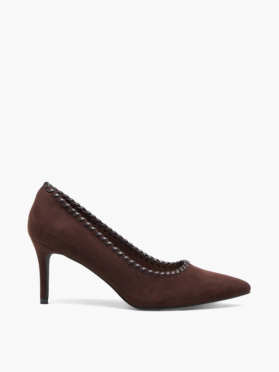 Women Whipstitch Trim Pointed Toe Pumps