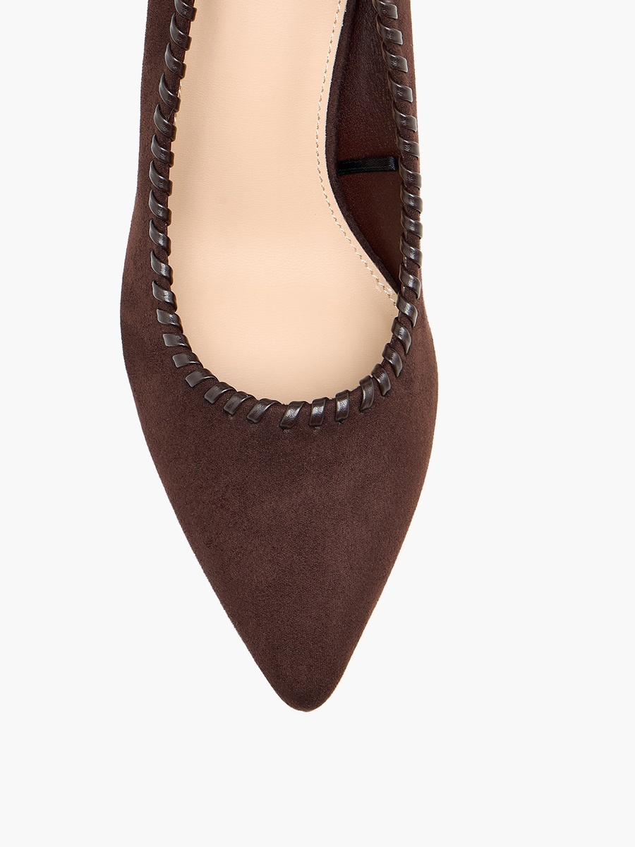 Women Whipstitch Trim Pointed Toe Pumps