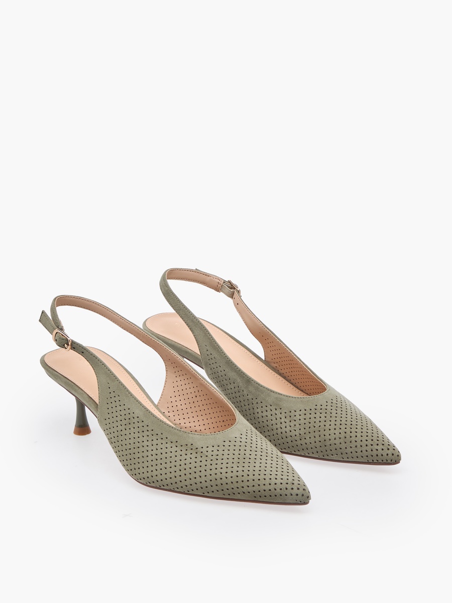 Women Textured Kitten Heel Mules