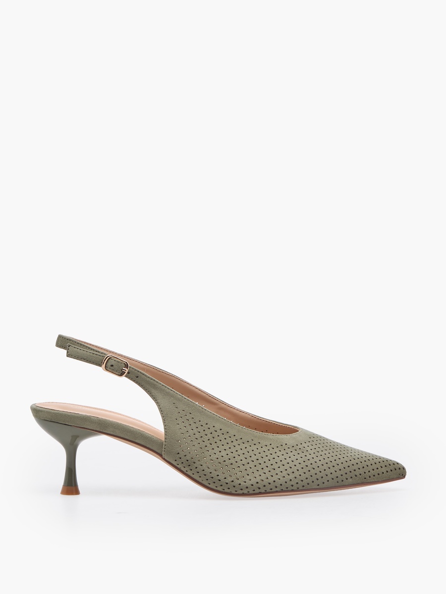 Women Textured Kitten Heel Mules