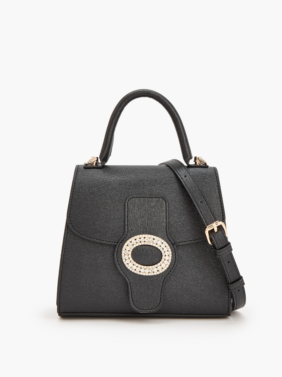 Embellished Satchel Bag With Detachable Strap