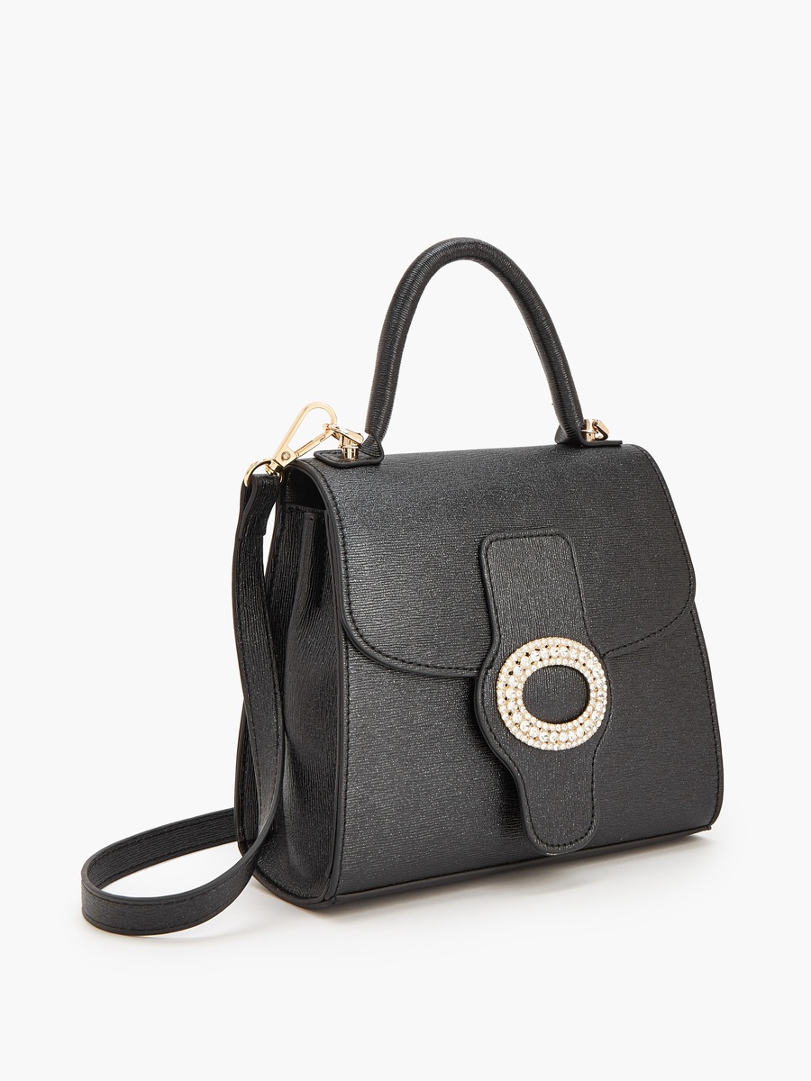 Embellished Satchel Bag With Detachable Strap