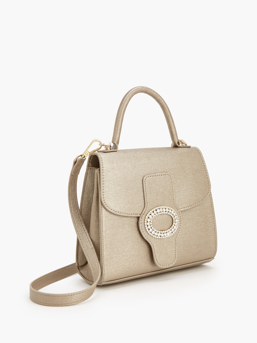 Embellished Satchel Bag With Detachable Strap