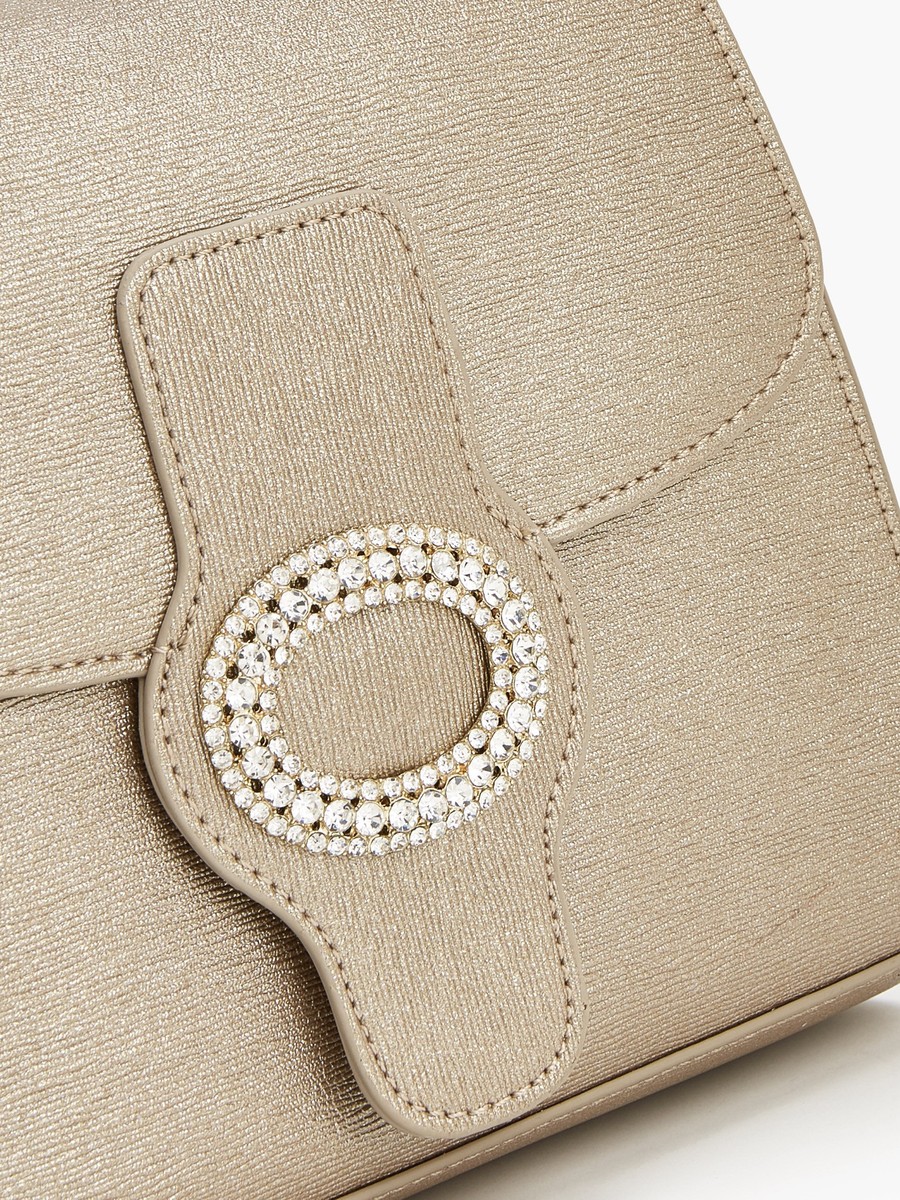 Embellished Satchel Bag With Detachable Strap