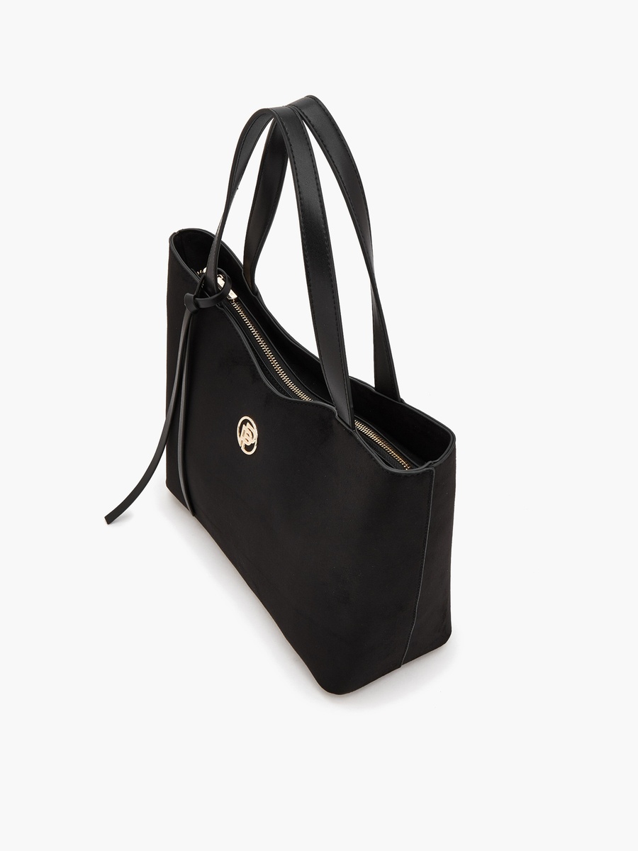 Textured Tote Bag With Zip Closure