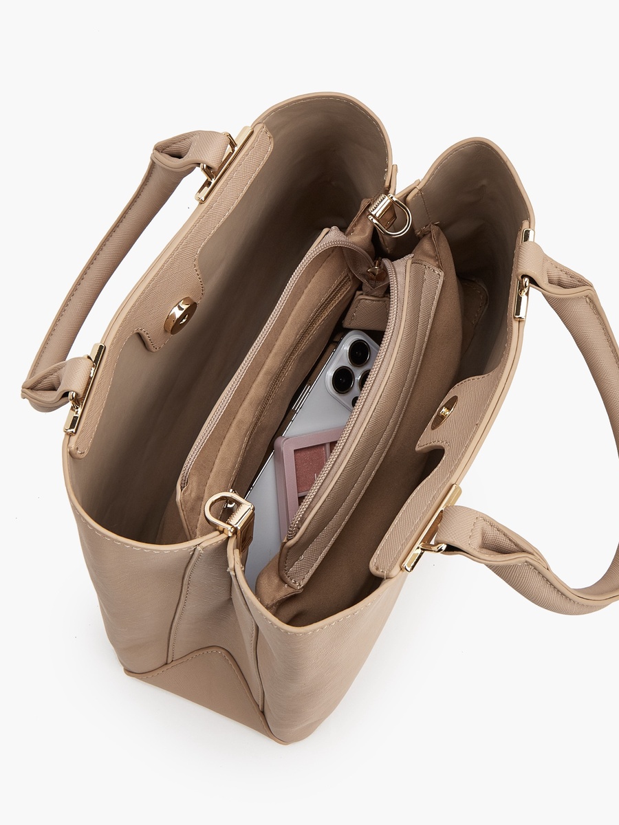 Solid Tote Bag With Detachable Strap