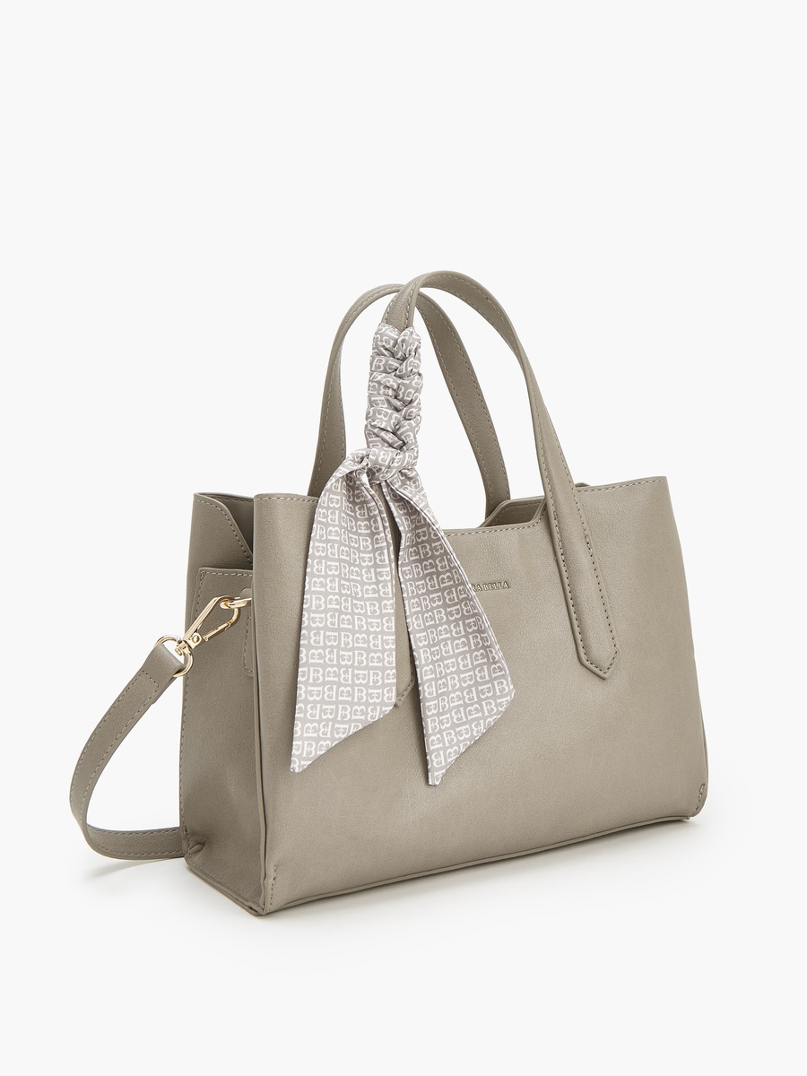 Scarf Accent Tote Bag With Detachable Strap