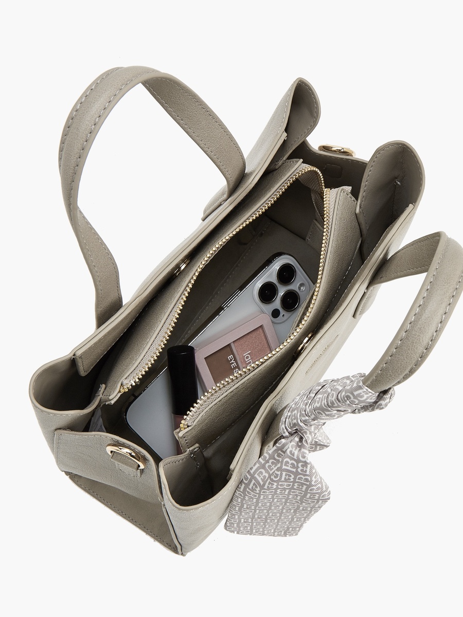 Scarf Accent Tote Bag With Detachable Strap