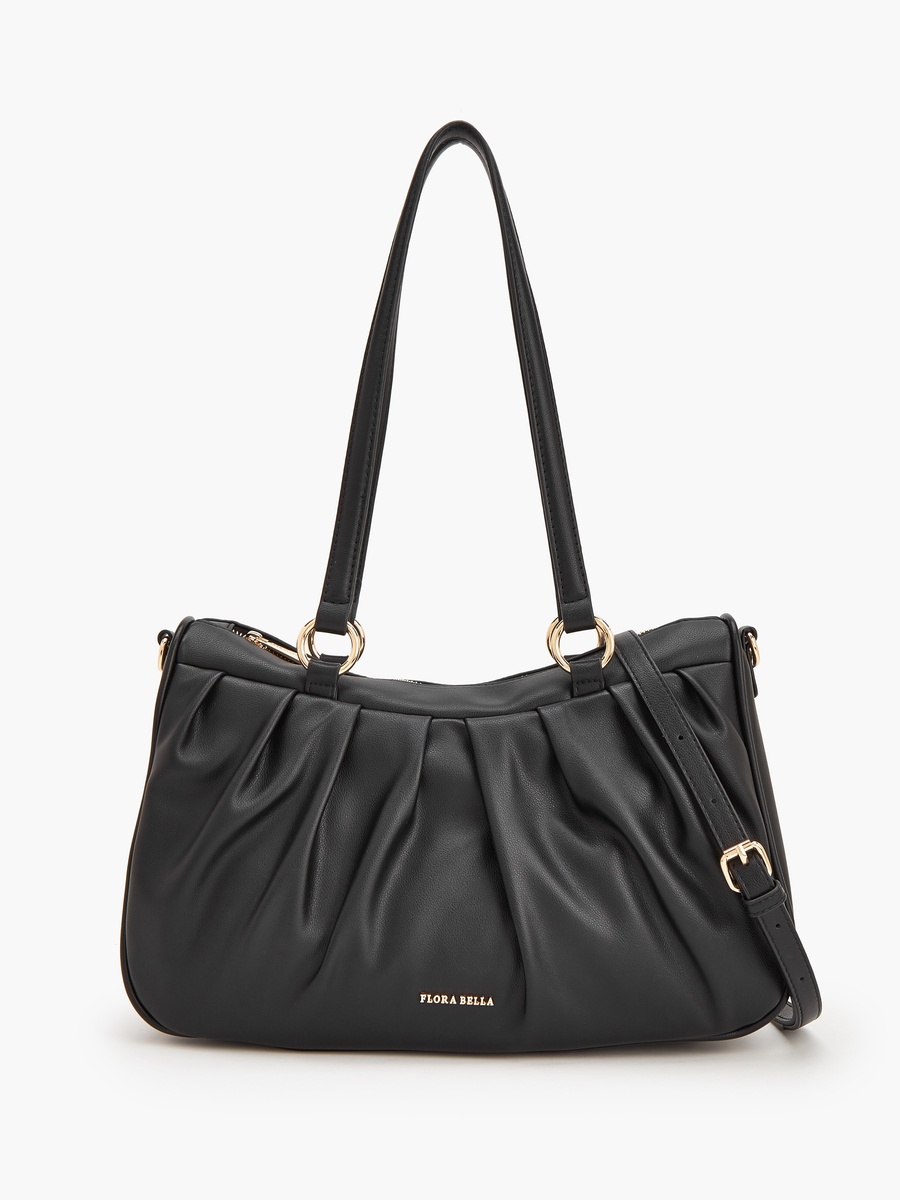 Pleated Shoulder Bag With Detachable Strap