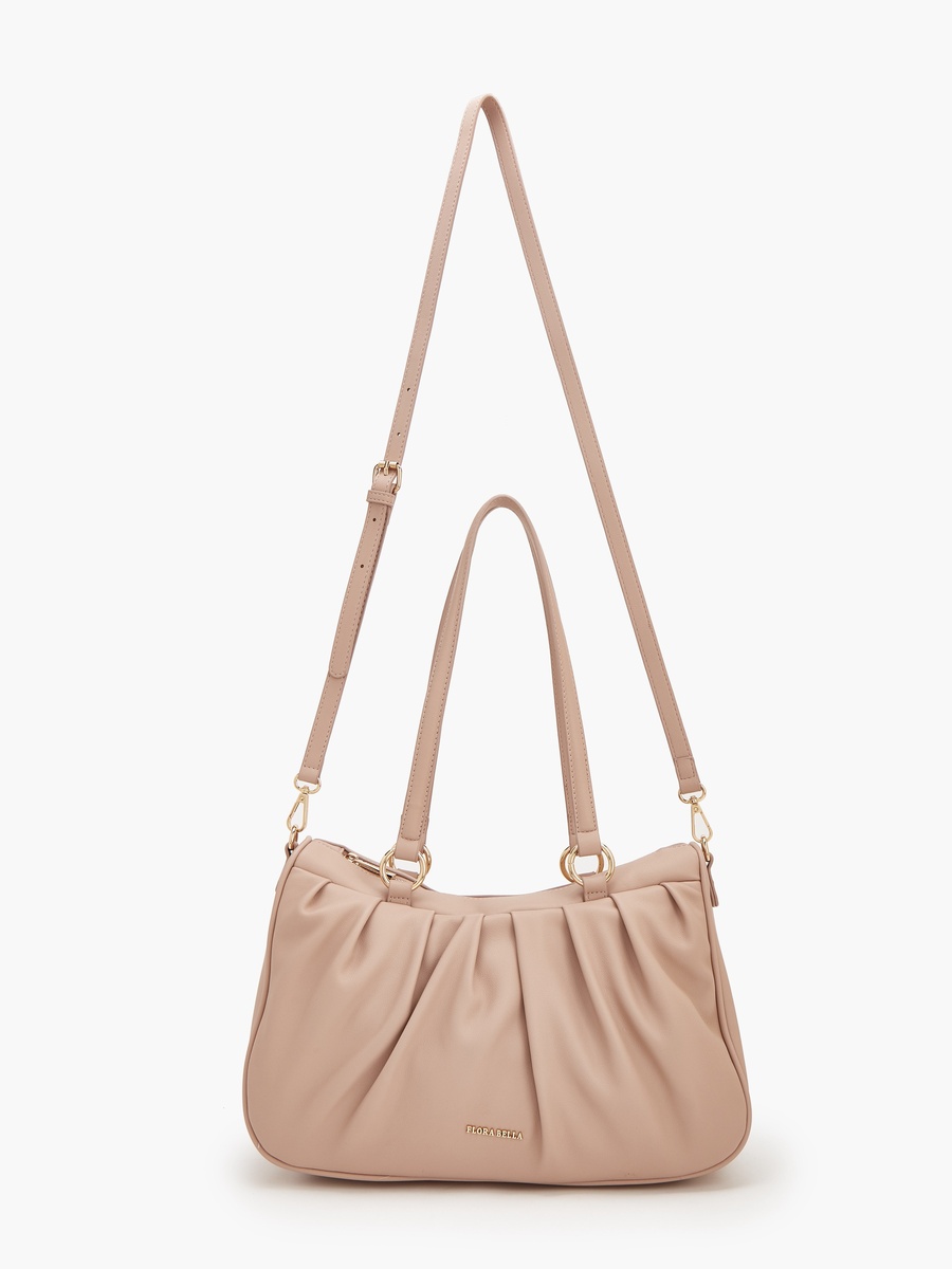 Pleated Shoulder Bag With Detachable Strap