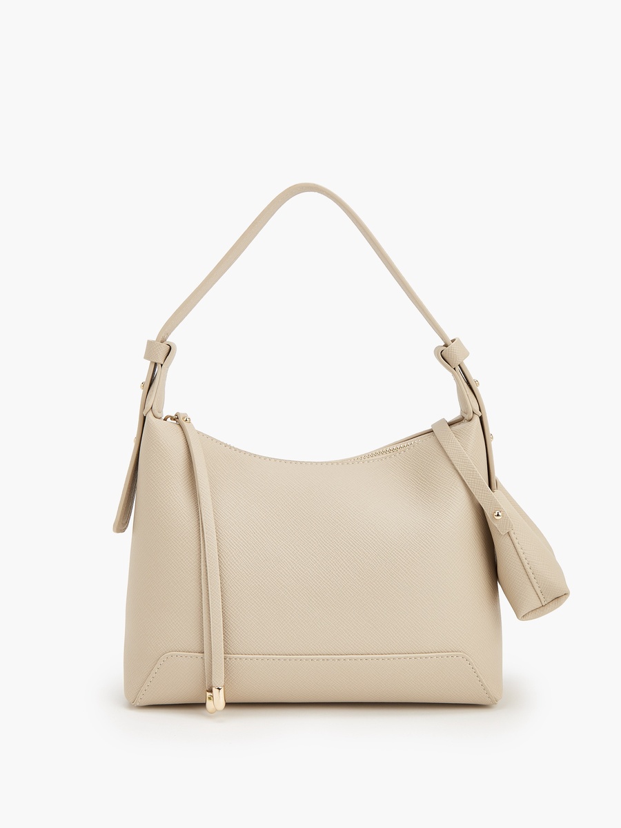 Textured Shoulder Bag With Pouch