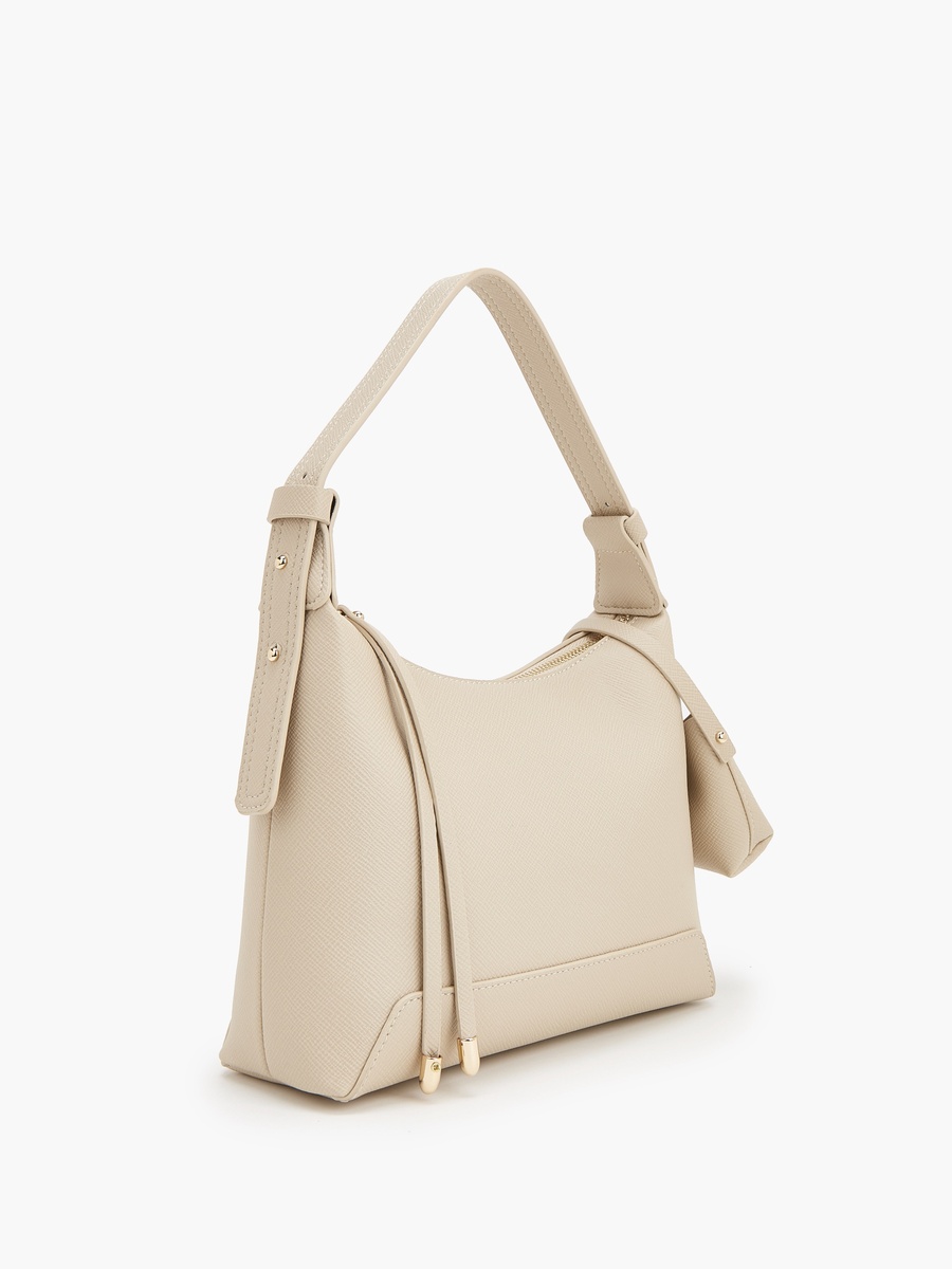 Textured Shoulder Bag With Pouch