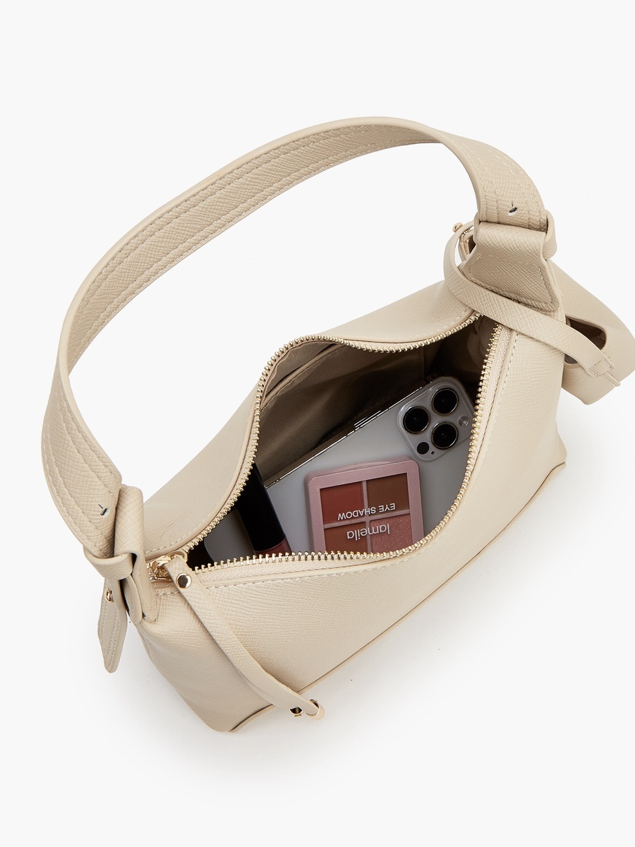 Textured Shoulder Bag With Pouch
