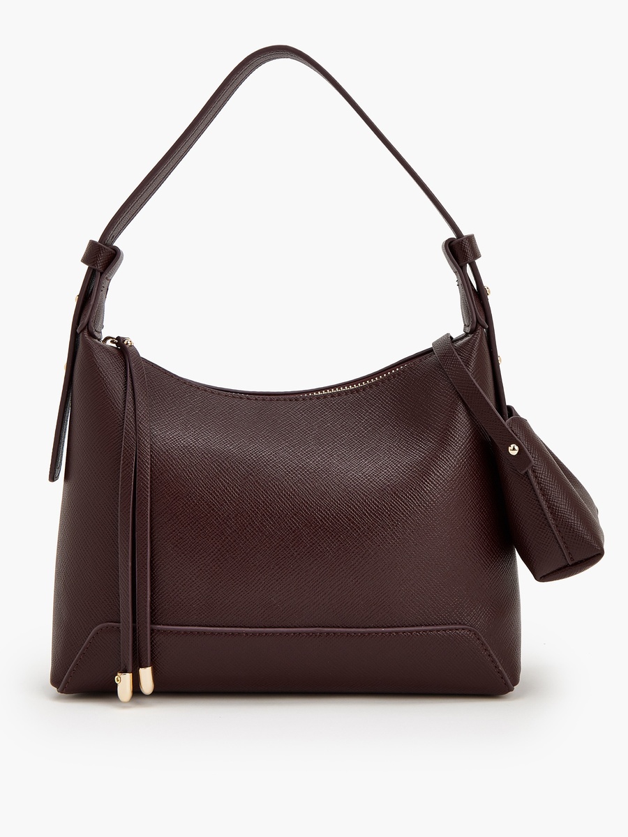 Textured Shoulder Bag With Pouch